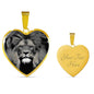 Lion Grey Art Print Heart Charm Necklaces
