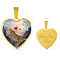 California Spangled Cat Print Heart Pendant Luxury Necklace