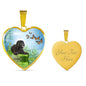 Barbet Dog Print Heart Pendant Luxury Necklace