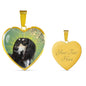 Saluki Dog Print Heart Pendant Luxury Necklace