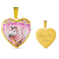 Creamy Unicorn Print Heart Pendant Luxury Necklace