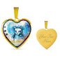 Cat Watercolor Art Print Heart Charm Necklaces