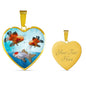 Oranda Fish Print Heart Charm Necklace