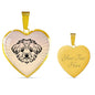 Maltese Dog Vector Art Print Heart Charm Necklaces