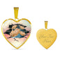 Golden Hamster Hanging Print Heart Charm Necklaces