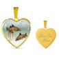 Corydoras Paleatus Fish Print Heart Charm Necklaces