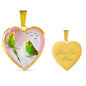 Budgerigar Parrot Print Heart Charm Necklaces