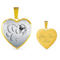 Pug Paws Print Heart Pendant Luxury Necklace