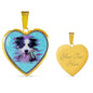 Border Collie Dog Art Print Heart Charm Necklaces