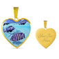 Lovely Afra Cichlid Fish Print Heart Charm Necklace