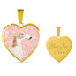 Borzoi Dog Print Heart Pendant Luxury Necklace