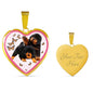 Tibetan Mastiff Dog Print Heart Pendant Luxury Necklace