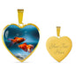 Fantail Fish Print Heart Charm Necklace
