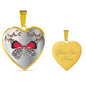 Butterfly Print Heart Pendant Luxury Necklace