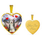 Bearded Collie With Wing Print Heart Pendant Luxury Necklace