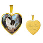 Munchkin Cat Print Heart Pendant Luxury Necklace