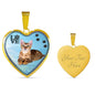 Toyger Cat Print Heart Charm Necklaces