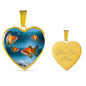 Common Goldfish Print Heart Charm Necklace