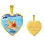 Comet Fish Print Heart Charm Necklace