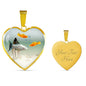 Mollies Fish Print Heart Charm Necklace