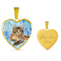 Cute Maine Coon Print Heart Pendant Luxury Necklace