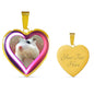 Campbell Dwarf Hamster Print Heart Charm Necklaces