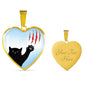Cat Print Heart Pendant Luxury Necklace