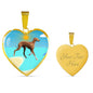 Azawakh Dog Print Heart Pendant Luxury Necklace