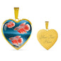 Siamese Fighting Fish Print Heart Charm Necklace
