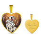 Dalmatian Dog Print Heart Pendant Luxury Necklace