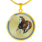 American Paint Horse Print Circle Pendant Luxury Necklace