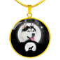Siberian Husky Dog Print Circle Pendant Luxury Necklace