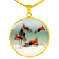 Lovely Common Molly Fish Print Circle Pendant Luxury Necklace