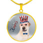 Labrador Retriever Texas Print Circle Pendant Luxury Necklace