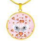 Maltese Dog Print Circle Charm Luxury Necklace