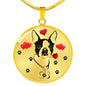 Cute Boston Terrier Print Circle Pendant Luxury Necklace