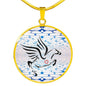 Amazing Percheron Horse Print Circle Pendant Luxury Necklace