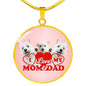 West Highland White Terrier (Westie) Family Print Circle Pendant Luxury Necklace