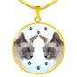 Tonkinese Cat Print Circle Pendant Luxury Necklace
