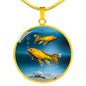 Butterfly Koi Fish Print Luxury Circle Necklace