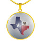Pug Dog Texas Print Circle Pendant Luxury Necklace