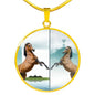 Lusitano Horse Print Circle Pendant Luxury Necklace