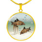 Corydoras Paleatus Fish Print Circle Pendant Luxury Necklace