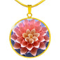 Paper Flower Print Circle Pendant Luxury Necklace