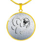 Pug Paws Print Circle Pendant Luxury Necklace