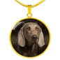 Weimaraner Dog Print Circle Pendant Luxury Necklace