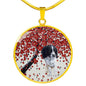 English Springer Spaniel Print Circle Pendant Luxury Necklace