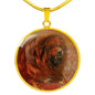 Tibetan Mastiff Dog Print Circle Pendant Luxury Necklace