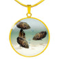 Oscar Fish Print Luxury Circle Charm Necklace