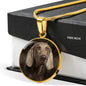 Weimaraner Dog Print Circle Pendant Luxury Necklace